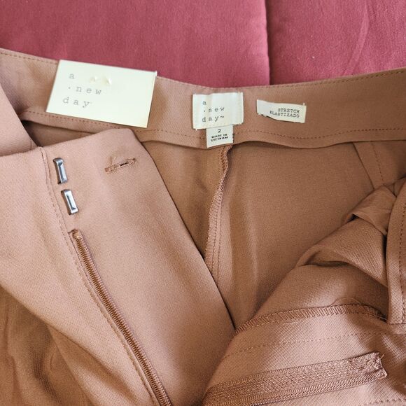 NWT A New Day Target Womens High Rise Tapered Ankle Pants Brown Rust Stretch 2R - Picture 6 of 13